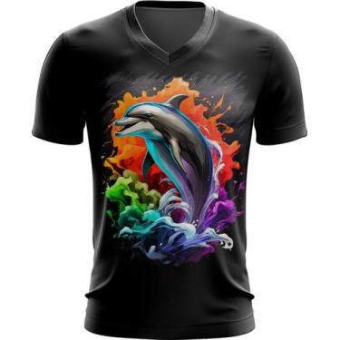 Imagem de Camiseta Gola V Golfinho Inteligência Arte Pintura 7 - Kasubeck Store®