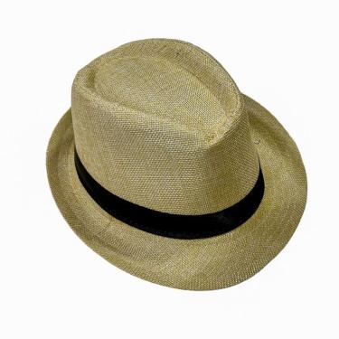 Imagem de Chapéu Panamá Fedora OEM 1603 em Palha Sintética Aba 4 cm Bege Social Clássico Feito à...