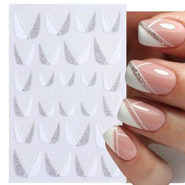 Imagem de Adesivo de Unhas Stz-C para Decoração Linha Francesa 3D Gradiente Azul Rosa Roxo Verde OEM