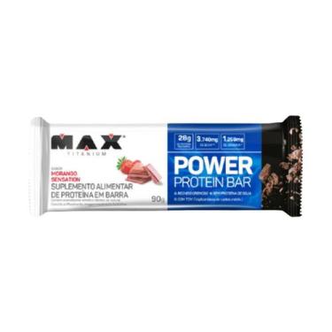 Imagem de Power Protein Bar - 1 Unidade 90g Morango Sensation - Max Titanium