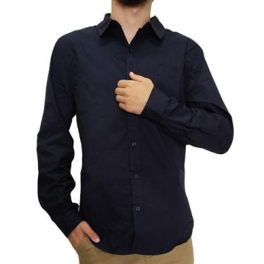Imagem de Camisa Hering Manga Longa Masculina Tecido Azul Marinho K4ANAX7SI, M, 