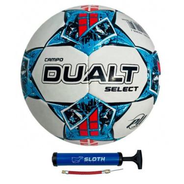 Imagem de Bola Futebol Campo Dualt Select Costurada a Mão Pu + Bomba, Azul