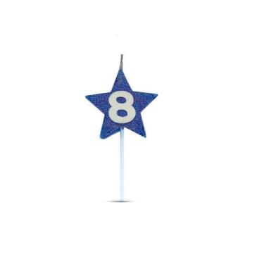 Imagem de Vela de Aniversário Star Azul - Número 8 - Curifest