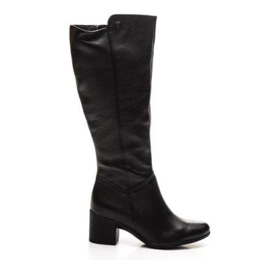 Imagem de Bota Feminina Bottero Cano Alto Couro Legítimo Moda 346903, 36, Preto