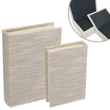Imagem de Livro Caixa Decorativo Home&Co Bege Claro Sintético Kit 2pçs Versáteis