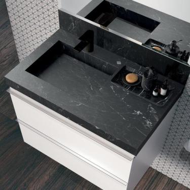 Imagem de Lavatório em Porcelanato para Banheiro 80cm com Cuba Esculpida - Blu