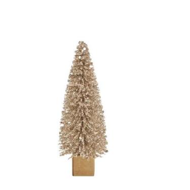 Imagem de Árvore Decorativa Dourada Plástico c/ Base Madeira 35cm - Importado