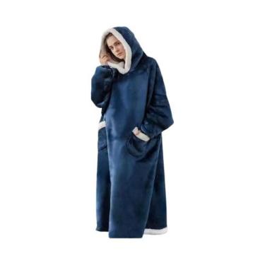 Imagem de Manta De Moletom Super Longa De 150cm Com Capuz, Pijama De Inverno Par