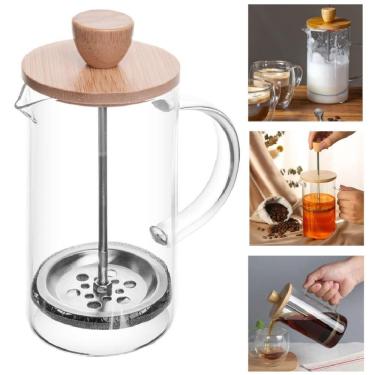 Imagem de Cafeteira French Press 600ML Vidro Borossilicato Filtro em Aço Inoxidável para Café Amadeirado Yeet