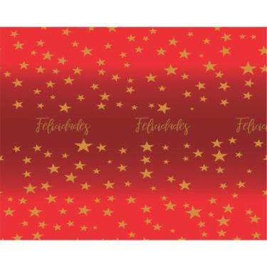 Imagem de Papel Presente Bobina Couché 60CM MODELO217 Estrelas Vermelho BO-100MT