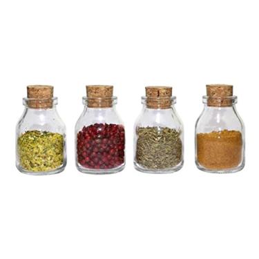 Imagem de 4 Porta Tempero Condimento Vidro Grosso Com Rolha Portuguesa