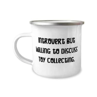 Imagem de Ideia única de coleção de brinquedos presentes, Introvert but Willing to Discuss Toy Collecting, Sarcasm 355 ml Caneca para campista para homens e mulheres