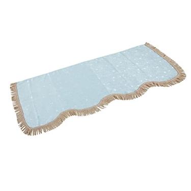 Imagem de Pano à prova de poeira, bela tampa superior de piano Boa elasticidade com borlas para 88 teclas de pianos eletrônicos(azul)