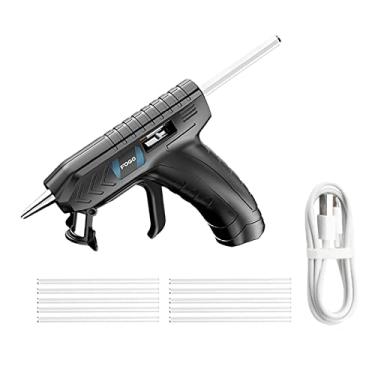 Imagem de Generic de cola quente sem fio com bastões de cola transparente bateria elétrica recarregável desligamento automático para artesanato de hobby artes, 10 bastões de cola preta