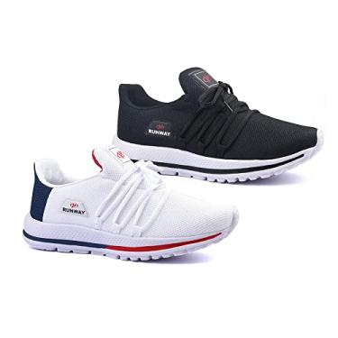 Imagem de Kit 2 Pares Tênis De Caminhada Corrida Runway Soft Feminino Tamanho:36;Cor:Branco e Preto