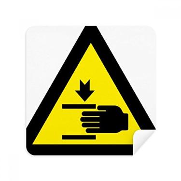 Imagem de Warning Symbol Amarelo Preto Mão Triângulo Óculos Pano Limpador de Tela Tecido Camurça Pacote com 2