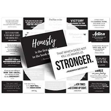 Imagem de Cartões de citação de sucesso motivacionais e inspiradoras em preto e branco da Focus and Zeal por líderes e inovadores históricos famosos - Tamanho de cartão de visita, 30 peças