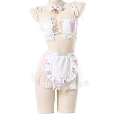 Imagem de Temptshow Ladies cosplay cow stockings suit pajamas Japanese cute maid sexy costume (maid2)