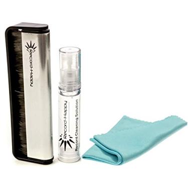 Imagem de Conjunto de pincéis de limpeza de discos de vinil – escova de fibra de carbono, pano de microfibra e kit de solução antiestática da Record-Happy. Coleção Keep Your Prized Album como nova