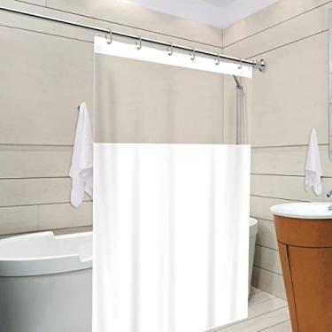 Imagem de Cortina para Box de Banheiro Branca c/Ganchos e Visor Liso 100% PVC 1,38x1,98m, Vida Prática 962-127341