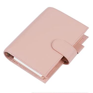 Imagem de Pasta portátil conveniente de couro, bloco de notas, agenda, agenda, organizador de viagem, rosa empoeirada de seixos