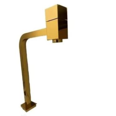 Imagem de Torneira Link Quadrada Alta - 1/4 De Volta Dourada Brilhante
