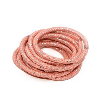 Imagem de La Tartelette 5 cm Faixas elásticas brilhantes para cabelo Ties para crianças Tiaras de cabelo de borracha, Light Orange, 100 Pcs