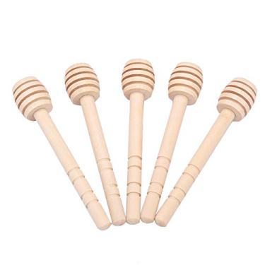 Imagem de Vara de mel, vara de coador de mel de madeira para servidor de geleia xarope de seda, varão, utensílios de cozinha para recipientes de pote de mel (10 cm)