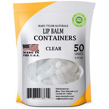 Imagem de 50 recipientes redondos transparentes para protetor labial, sem BPA, feito nos EUA, 100% livre de BPA, com tampas transparentes para batom DIY, protetores labiais caseiros da Mary Tylor Naturals