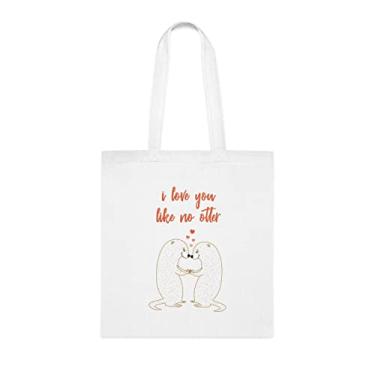 Imagem de SpreadPassion Sacola de lontra, sacola I Love You Like No Lontra, Presente de Lontra, Bolsa de Ombro de Lontra, Bolsas Reutilizáveis de Lontra, Ideia de de Natal, Branco