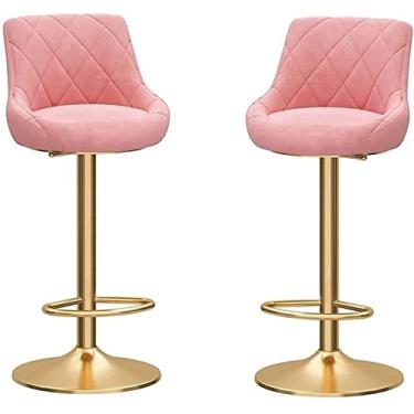 Imagem de Banco Alto Com Encosto, Banco Alto Para Café Da Manhã, Tecido De Veludo, Banco Alto Giratório Ajustável Mecanicamente, Cromado E Apoio Para Os Pés, Fácil De Montar, Para Cozinha/Bar (Color : D1)