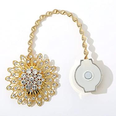Imagem de Fivela de cortina magnética decorativa borlas acessórios de suporte de janela dourado grande flor ímã cortina tieback, dourado, 1 peça