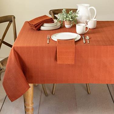 Imagem de Benson Mills Cameron Toalha de mesa de tecido texturizado, para jantar em casa, festas, outono, colheita e toalha de mesa de Ação de Graças (retangular de 152 x 213 cm, bisão/ferrugem/laranja