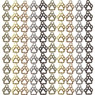 Imagem de NSBELL 200 peças, animais, gato, pata, encantos de pata, liga de pedra, pingente, pingente, joias, achados, para joias, colar, pulseira, suprimentos, Metal