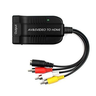 Imagem de Adaptador conversor de vídeo AV S fêmea para vídeo HDMI, porta de entrada de vídeo fêmea S, porta de entrada AV fêmea (CVBS), saída HDMI com micro cabo para HDTV DVD