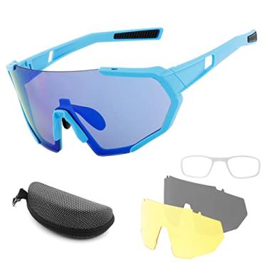 Imagem de Tingpai Óculos de ciclismo com 2 lentes intercambiáveis UV400 Óculos de sol espo vos MTB Road Bike Óculos pa homens mulheres correndo dirigindo pesca beisebol golfe