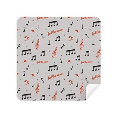 Imagem de DIYthinker Pano de limpeza de tela vermelho e preto notas musicais tecido de camurça 2 peças