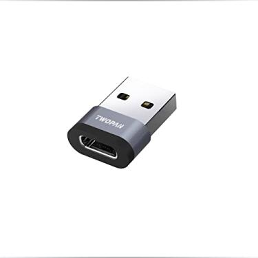 Imagem de TWOPAN Adaptador ACA1 USB C fêmea para USB A macho (1 peça), compatível com laptop, carregador de energia e carregador portátil, funciona com mais dispositivos com porta USB A padrão, cinza espacial