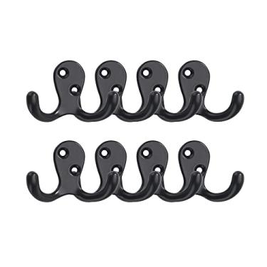 Imagem de KIZQYN Ganchos de casaco acessórios para casa ganchos para banheiro cozinha quarto ganchos de parede preto fosco para jaqueta chave 8 peças terno gancho decorativo cabide de parede