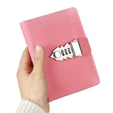 Imagem de Lock Journal Combinação Senha Escrita Diário de Viagem A7 Mini Notebook, rosa, A7:5.8"*4"*1"