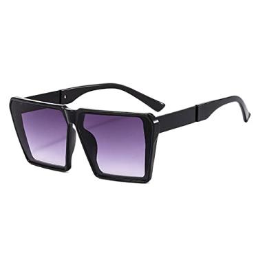 Imagem de Óculos de sol grandes quadrados femininos retrô de uma peça óculos de sol coloridos para senhoras tons UV400 óculos unissex, C5 preto, cinza, tamanho único