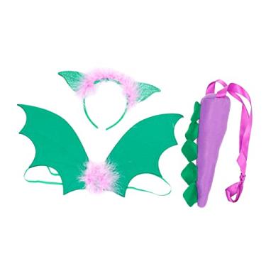 Imagem de Abaodam 1 Conjunto De Desenhos Animados Favores Meninos Prop Tema Dragão Crianças Acessórios Vestido De Aniversário Cosplay Faixa De Cabeça Verde Mascarada Criança Roxa