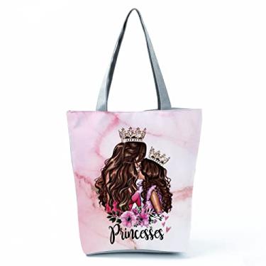Imagem de Bolsas femininas afro douradas impressas bolsa de ombro moda bonita bolsa de compras ecológica portátil bolsa de praia de alta capacidade, Hl3016