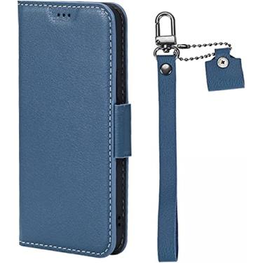 Imagem de KAPPDE Capa carteira para iPhone 13/13 Mini/13 Pro/13 Pro Max, capa flip couro PU com suporte e 3 compartimentos para cartão de crédito RFID capa traseira com fecho magnético (cor: azul, tamanho: 13pro 6,1 polegadas)