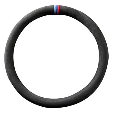 Imagem de Alfanxi Capa de volante de material universal Alcantara compatível com BMW Benz, Ford, Chevrolet Ram, Toyota, a maioria dos modelos de carros (3Stripe-C, tipo O)