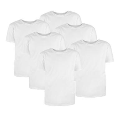 Imagem de Kit Com 6 Camisetas Básicas Algodão Branco Tamanho P - Mc Clothing