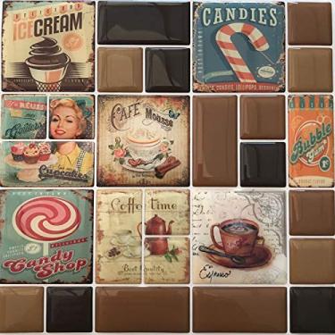 Imagem de Pastilha Adesiva Resinada Miscelânea Vintage Coffe Kit 4 Placas
