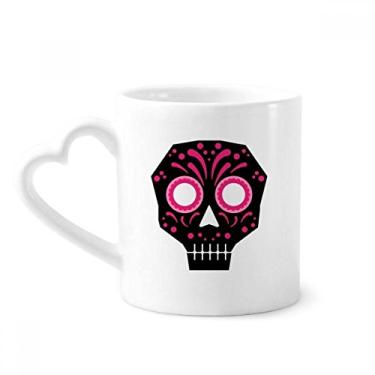 Imagem de Caneca de cerâmica com ilustração da cultura nacional do México com olhos rosados, copo de coração de vidro