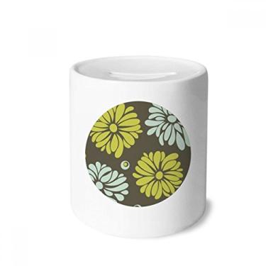 Imagem de DIYthinker Flor de crisântemo amarelo flor caixa de dinheiro caixa de cerâmica porta-moedas presente de cofrinho