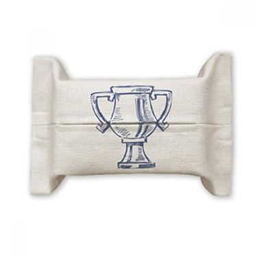 Imagem de Bolsa de linho de algodão para lenços faciais azul de troféu de campeonato de futebol